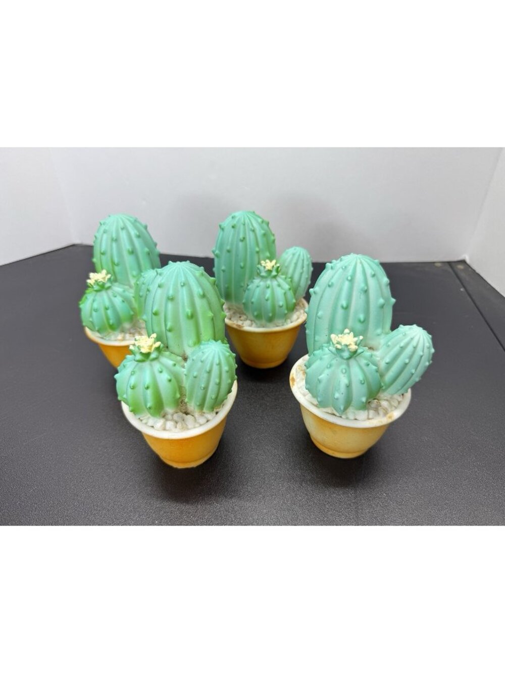 Set Of 4 Southwestern Blow Mold Cactus Light Covers 5.5 Inch Tall